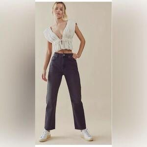 Free People We the Free Pacifica High Rise Slim Straight Leg Jeans Washed Black